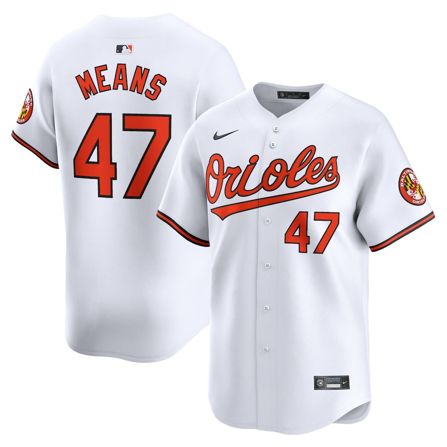 Men Baltimore Orioles 47 John Means Nike White Home Limited Player MLB Jersey